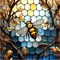 5D Diamond Painting Kits for Adults,Honey Bee Diamond Art Stained Glass Kits for Beginner DIY Diamond Dots Bead Art, Full Round Diamond Painting Gem Art Wall Decor